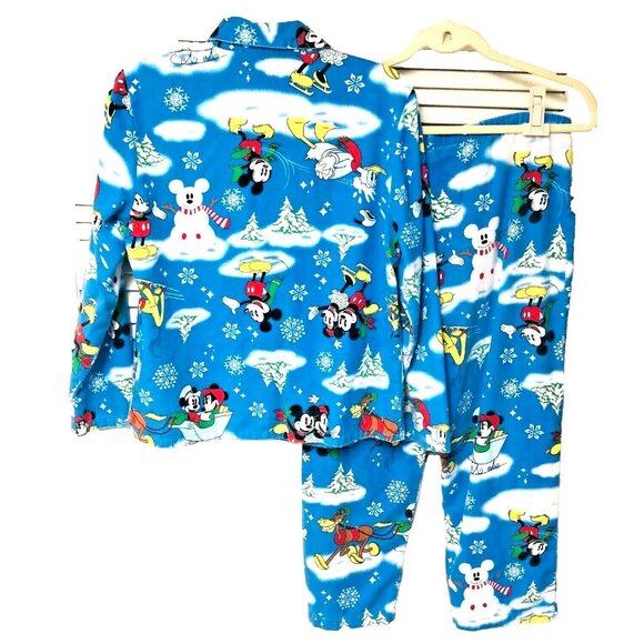 Disney Flannel‎ Pajama Set PJs Women's M Mickey Minnie Pluto Donald Horace Retro - Picture 4 of 9